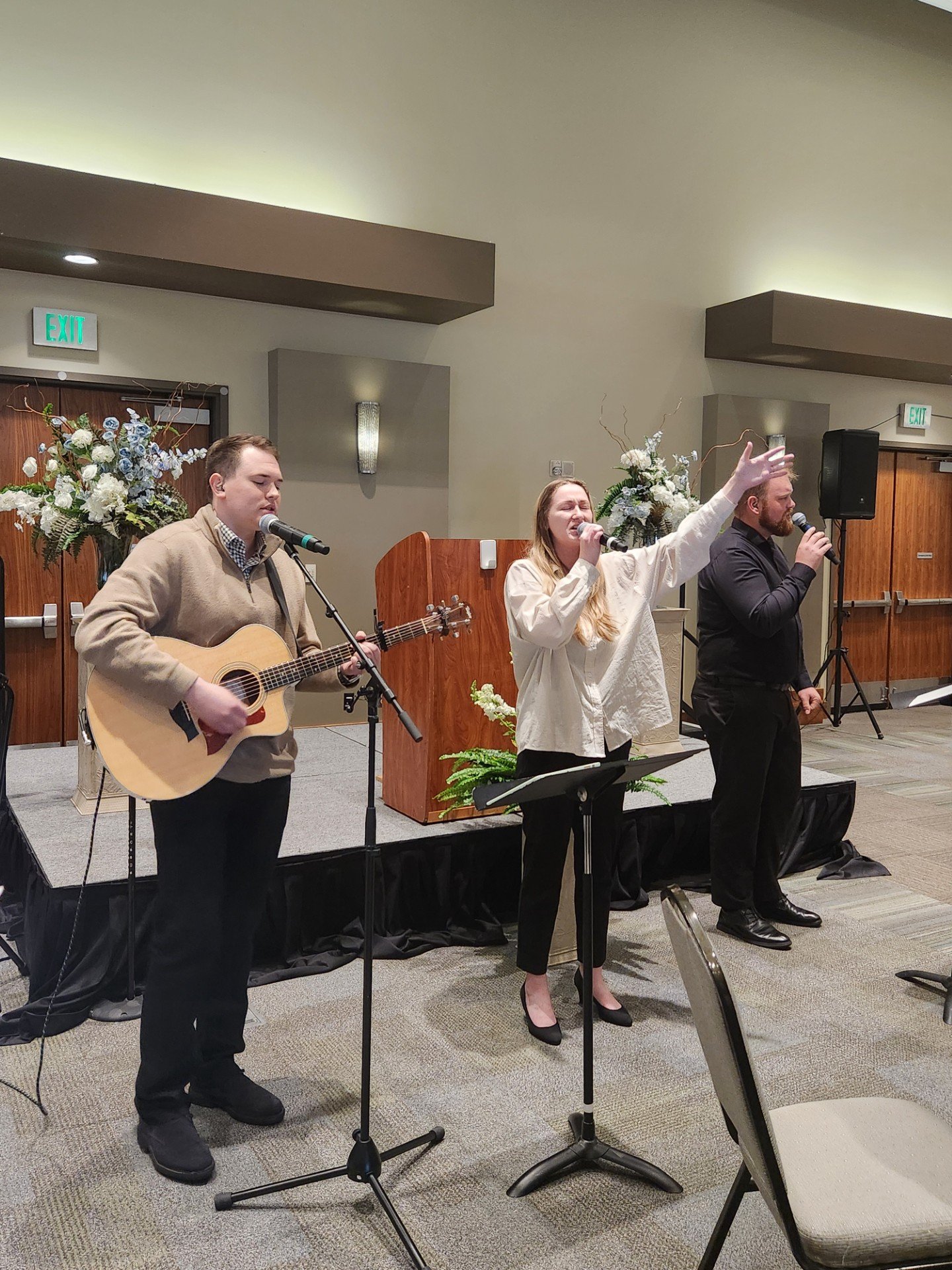 Worship band leading the room